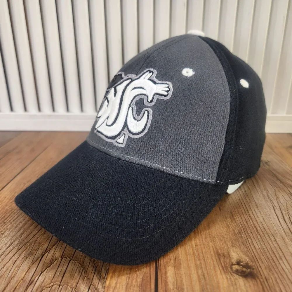 Washington State Cougars TOW Top of the World One-Fit Hat Cap Black Gray College